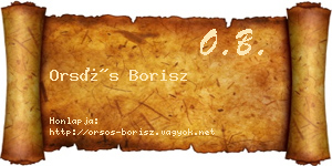 Orsós Borisz névjegykártya