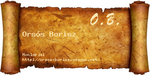 Orsós Borisz névjegykártya